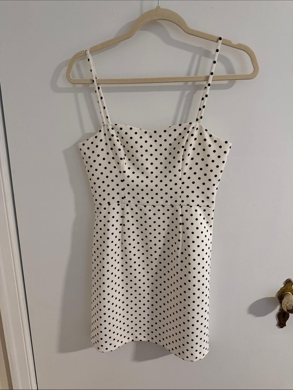 French Connection White Mini Dress with Black Polka Dots